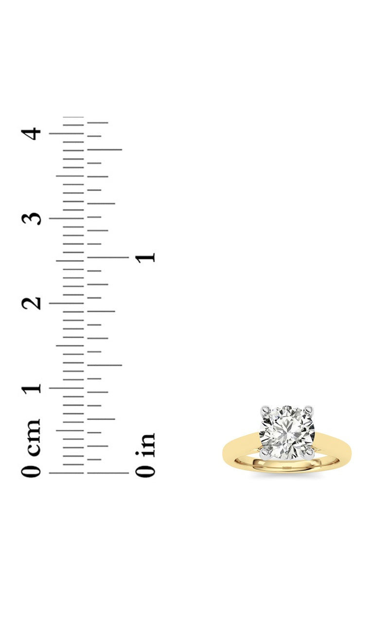 2Cttw Round Shaped Lab Grown Diamond (G/VS) Accented Enagement Ring in 14K Gold