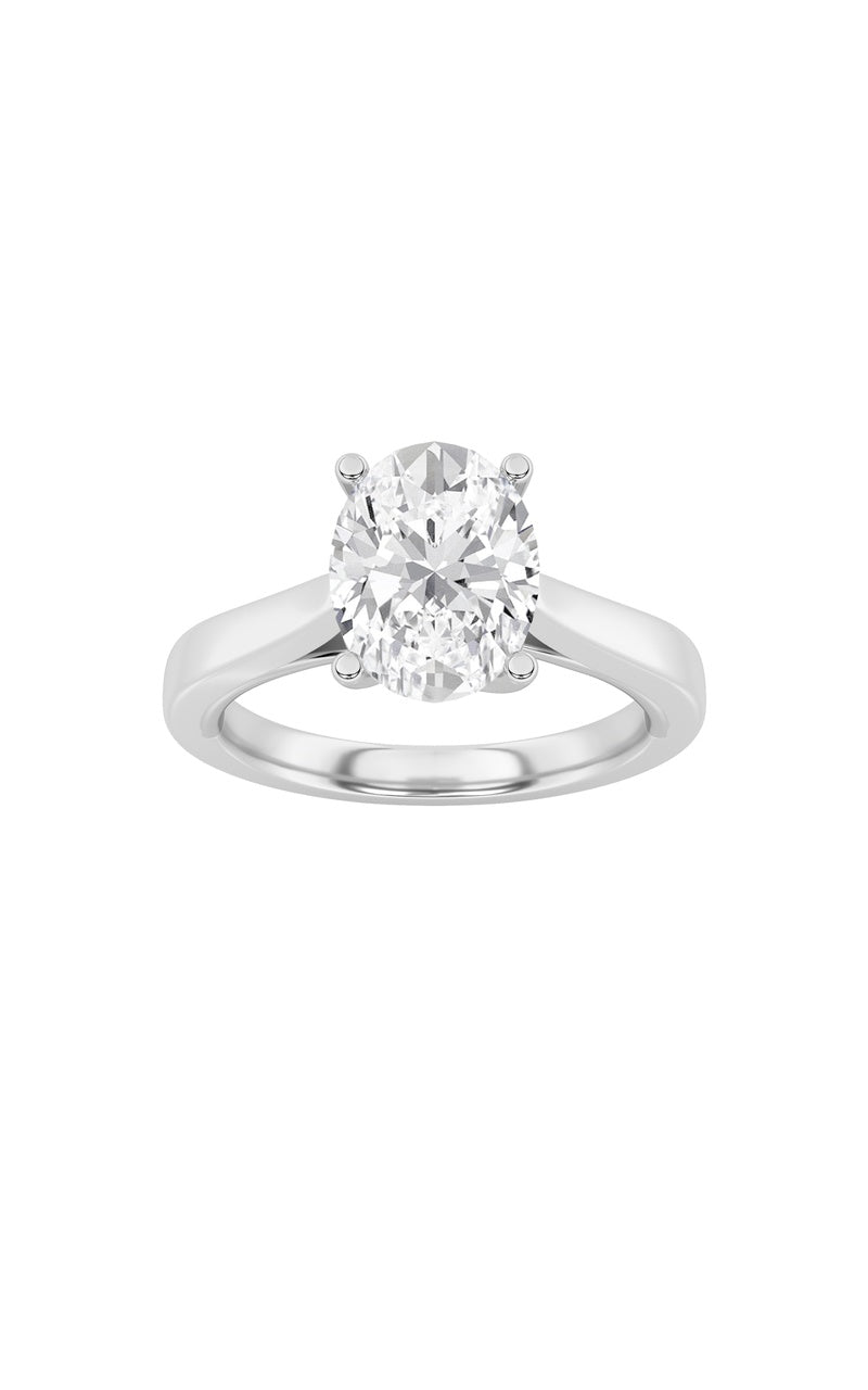 3Cttw Oval Shaped Lab Grown Diamond (G/VS) Twisted Basket Cathedral Shank Solitaire Ring in 14K Gold