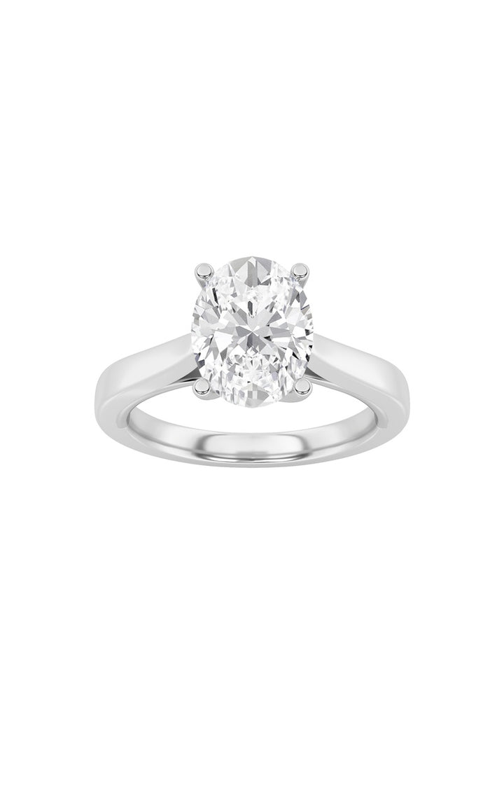 3Cttw Oval Shaped Lab Grown Diamond (G/VS) Twisted Basket Cathedral Shank Solitaire Ring in 14K Gold