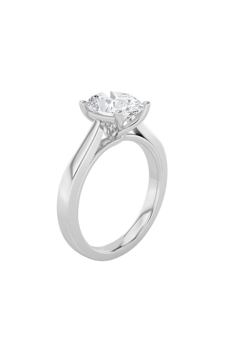 3Cttw Oval Shaped Lab Grown Diamond (G/VS) Twisted Basket Cathedral Shank Solitaire Ring in 14K Gold