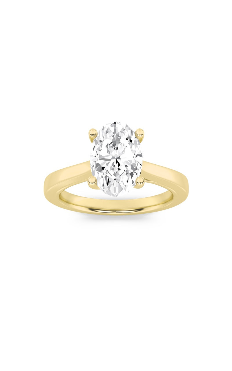 3Cttw Oval Shaped Lab Grown Diamond (G/VS) Twisted Basket Cathedral Shank Solitaire Ring in 14K Gold