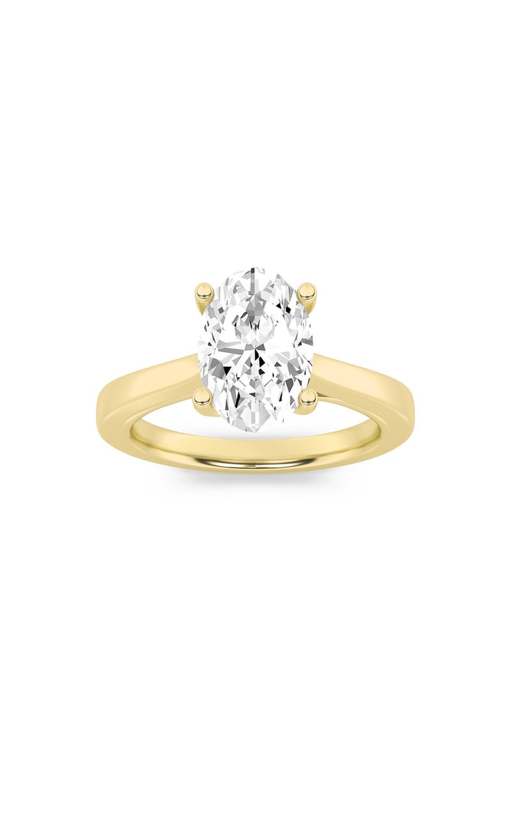 3Cttw Oval Shaped Lab Grown Diamond (G/VS) Twisted Basket Cathedral Shank Solitaire Ring in 14K Gold