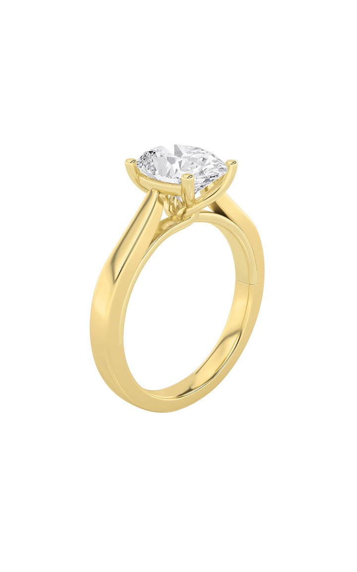 3Cttw Oval Shaped Lab Grown Diamond (G/VS) Twisted Basket Cathedral Shank Solitaire Ring in 14K Gold