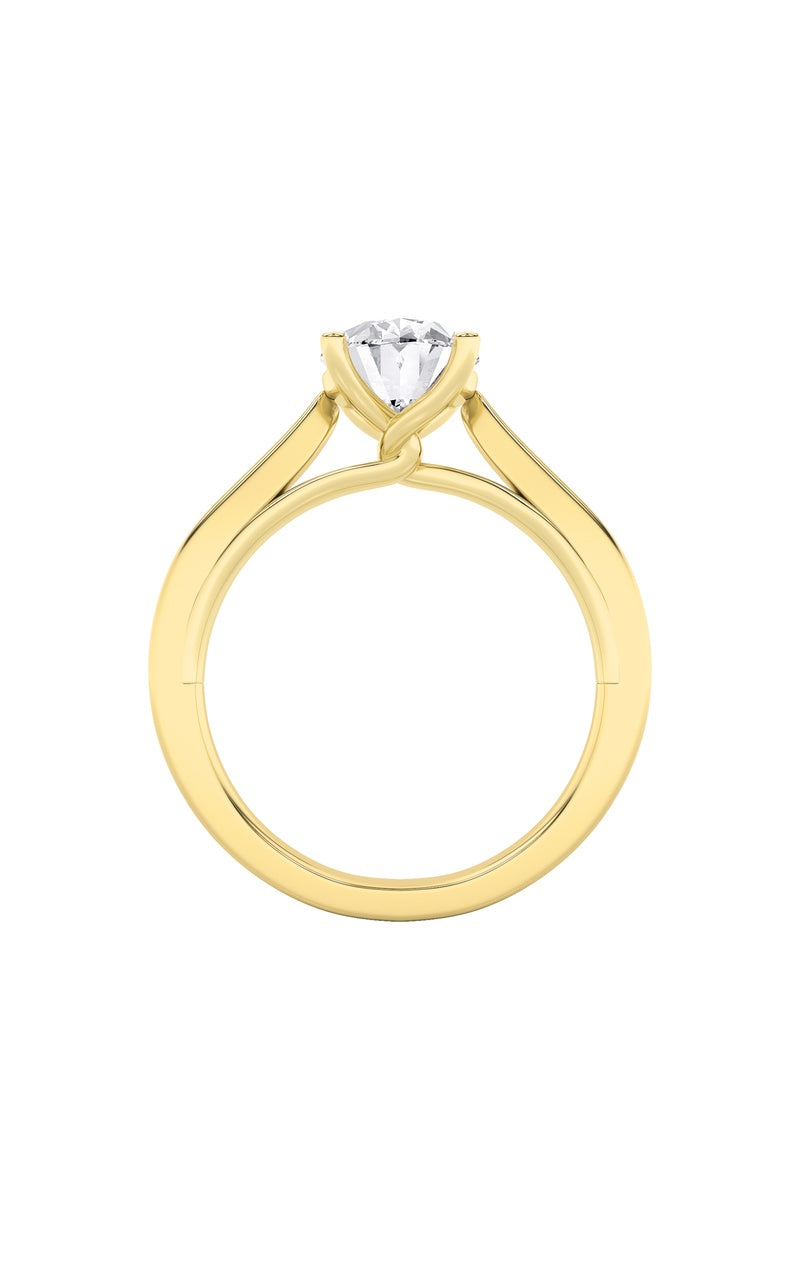 3Cttw Oval Shaped Lab Grown Diamond (G/VS) Twisted Basket Cathedral Shank Solitaire Ring in 14K Gold