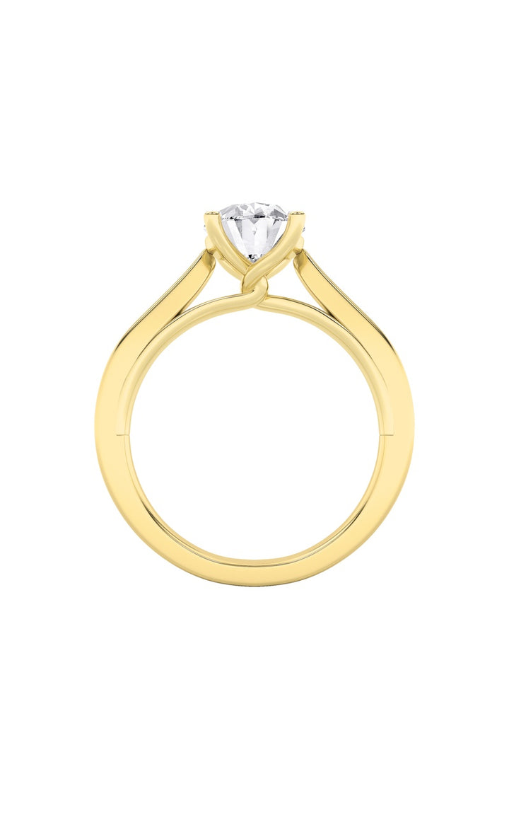 3Cttw Oval Shaped Lab Grown Diamond (G/VS) Twisted Basket Cathedral Shank Solitaire Ring in 14K Gold