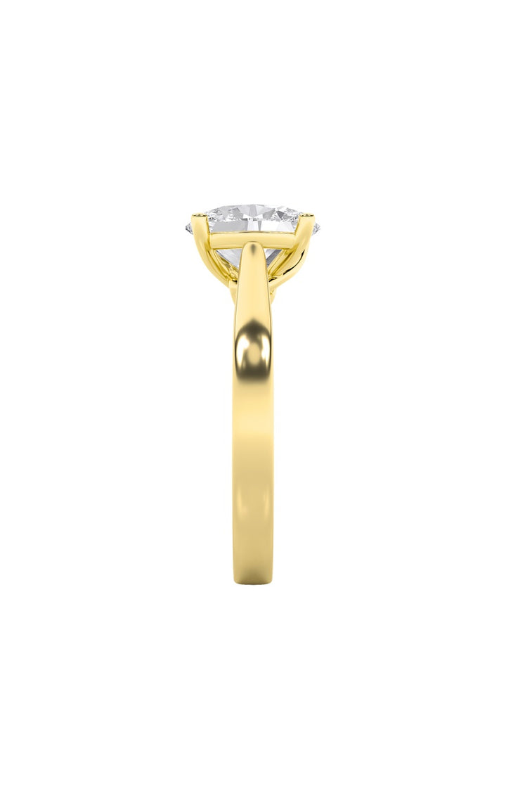 3Cttw Oval Shaped Lab Grown Diamond (G/VS) Twisted Basket Cathedral Shank Solitaire Ring in 14K Gold