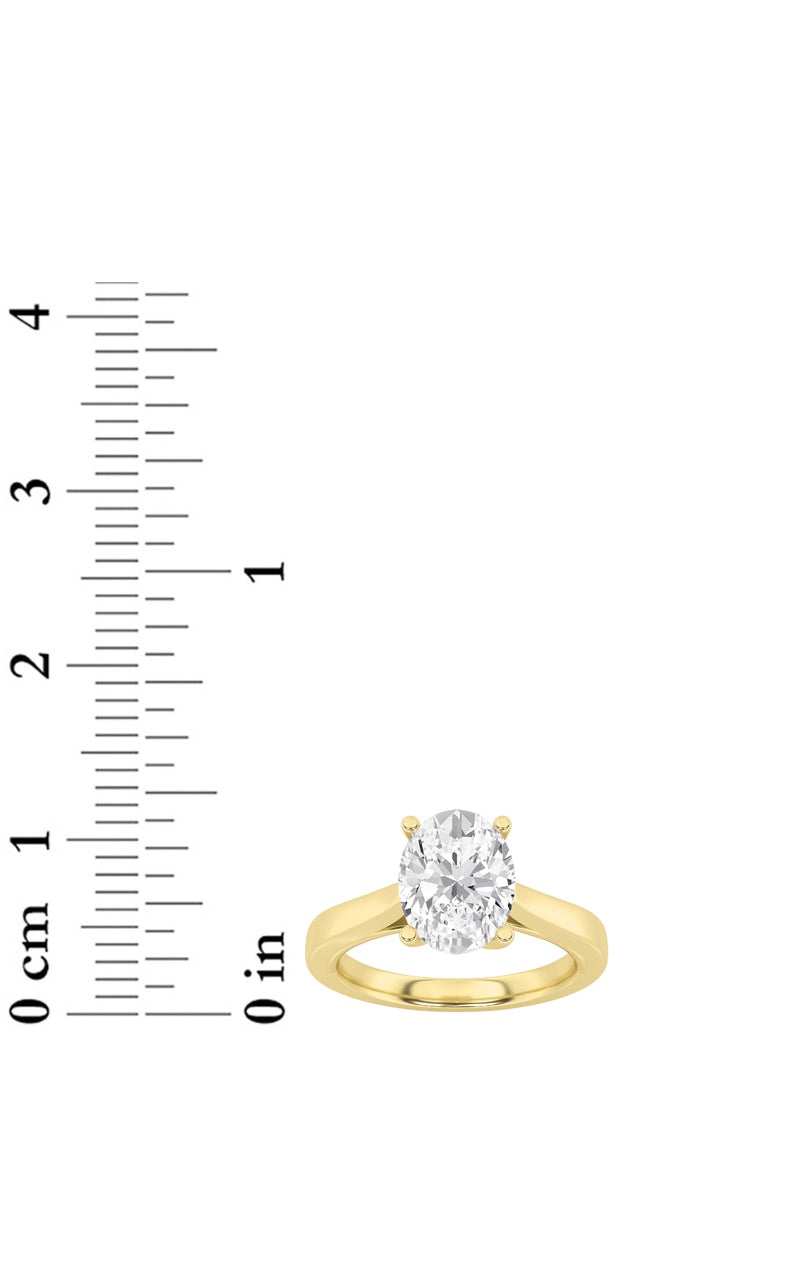 3Cttw Oval Shaped Lab Grown Diamond (G/VS) Twisted Basket Cathedral Shank Solitaire Ring in 14K Gold