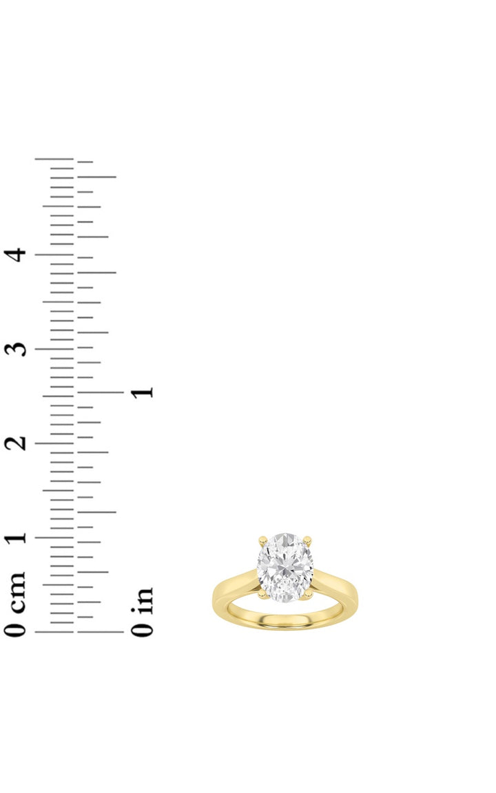 3Cttw Oval Shaped Lab Grown Diamond (G/VS) Twisted Basket Cathedral Shank Solitaire Ring in 14K Gold