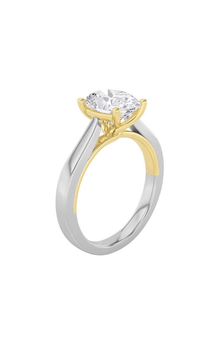 3Cttw Oval Shaped Lab Grown Diamond (G/VS) Twisted Basket Cathedral Shank Solitaire Ring in 14K Gold