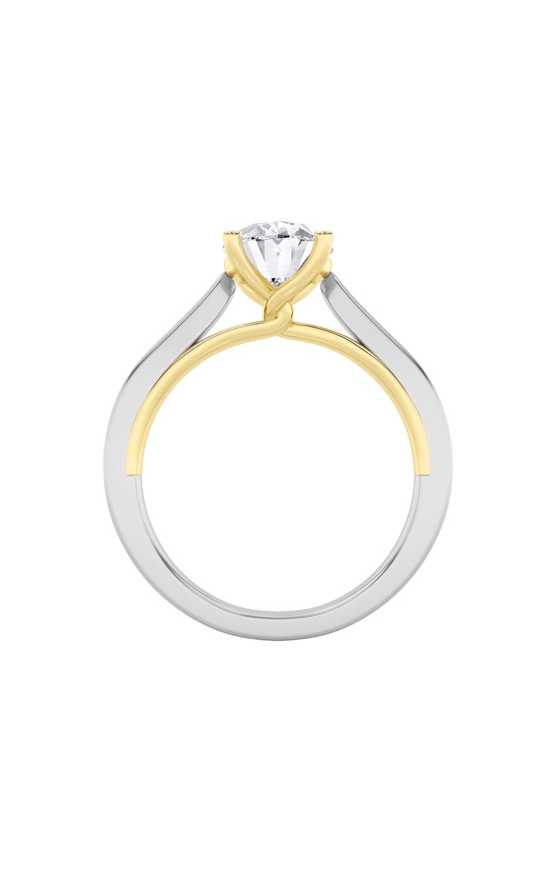 3Cttw Oval Shaped Lab Grown Diamond (G/VS) Twisted Basket Cathedral Shank Solitaire Ring in 14K Gold