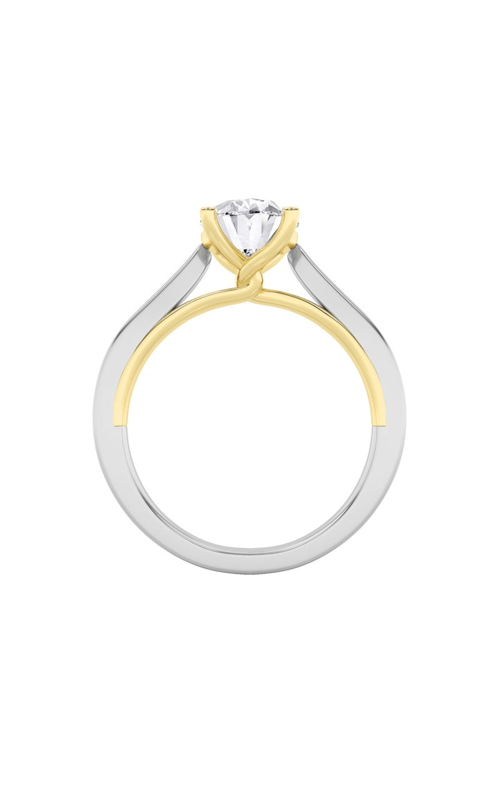 3Cttw Oval Shaped Lab Grown Diamond (G/VS) Twisted Basket Cathedral Shank Solitaire Ring in 14K Gold