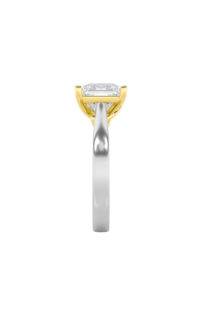 1Cttw Princess Shaped Lab Grown Diamond (F/VS) Two Tone Twisted Basket Cathedral Shank Solitaire Ring in 14K Gold
