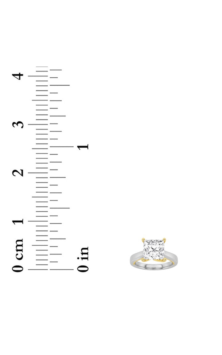 1Cttw Princess Shaped Lab Grown Diamond (F/VS) Two Tone Twisted Basket Cathedral Shank Solitaire Ring in 14K Gold