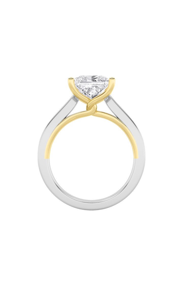 2Cttw Princess Shaped Lab Grown Diamond (F/VS) Two Tone Twisted Basket Cathedral Shank Solitaire Ring in 14K Gold