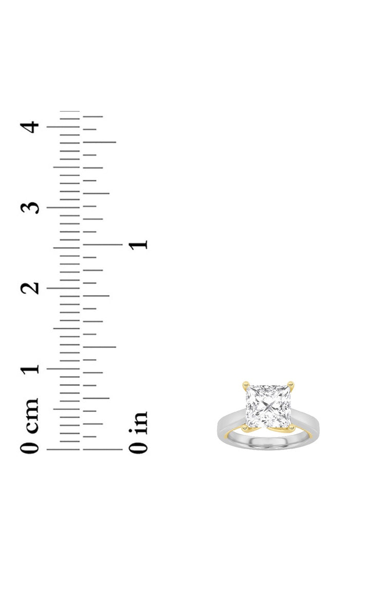 2Cttw Princess Shaped Lab Grown Diamond (F/VS) Two Tone Twisted Basket Cathedral Shank Solitaire Ring in 14K Gold
