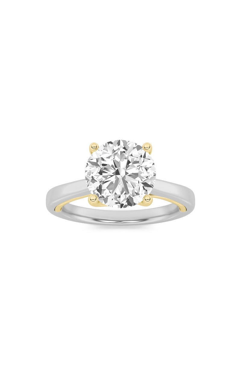 3Cttw Round Shaped Lab Grown Diamond (G/VS) Twisted Basket Cathedral Shank Solitaire Ring in 14K Gold