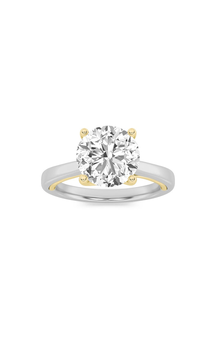 3Cttw Round Shaped Lab Grown Diamond (G/VS) Twisted Basket Cathedral Shank Solitaire Ring in 14K Gold