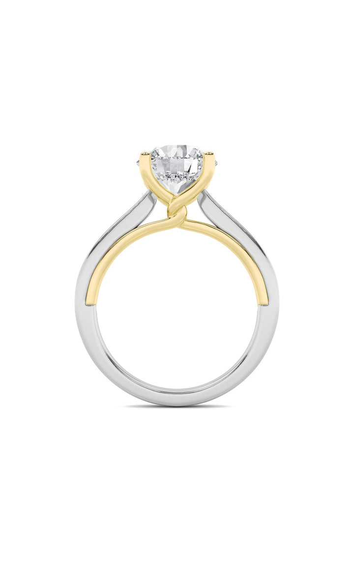 3Cttw Round Shaped Lab Grown Diamond (G/VS) Twisted Basket Cathedral Shank Solitaire Ring in 14K Gold