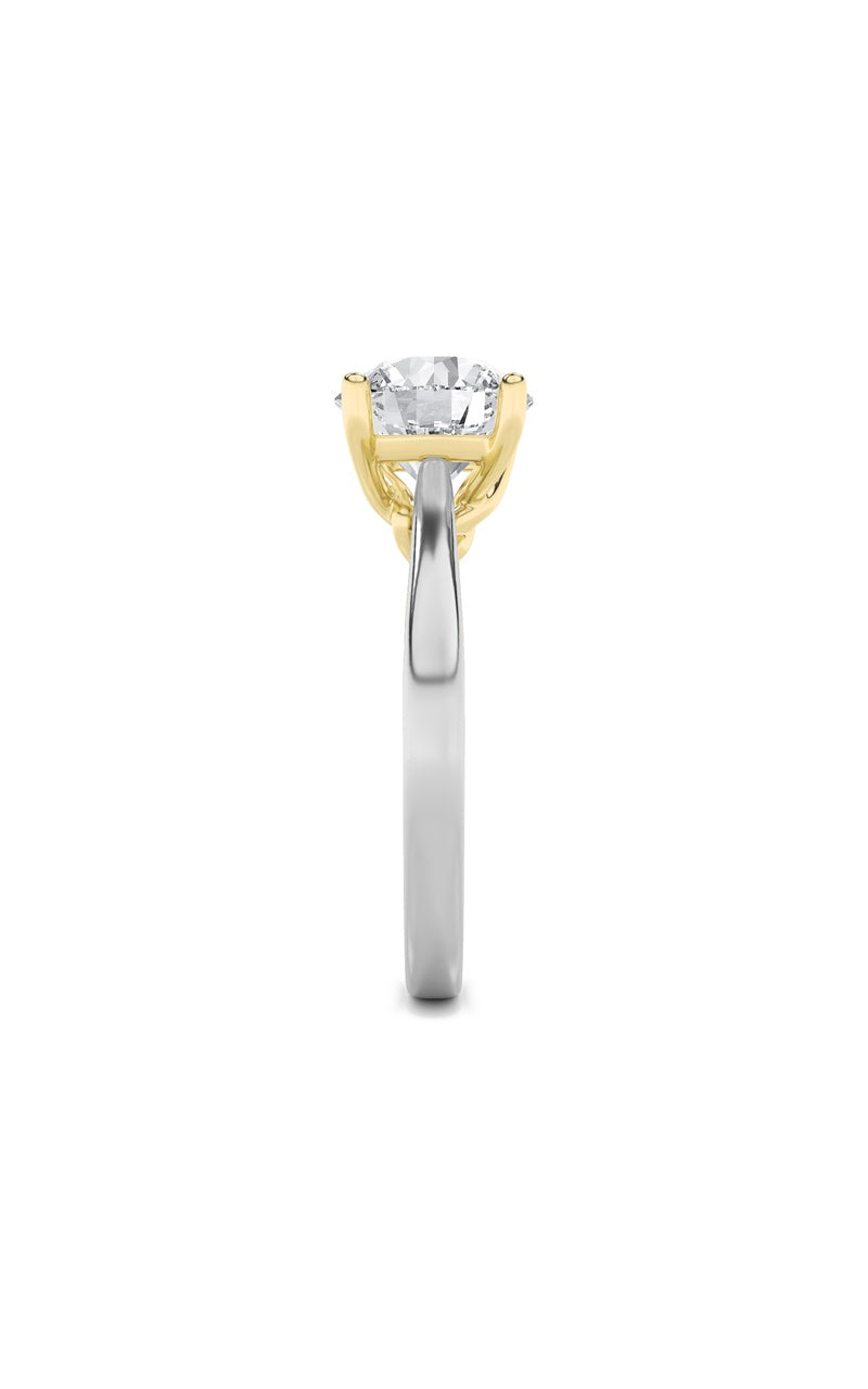 3Cttw Round Shaped Lab Grown Diamond (G/VS) Twisted Basket Cathedral Shank Solitaire Ring in 14K Gold