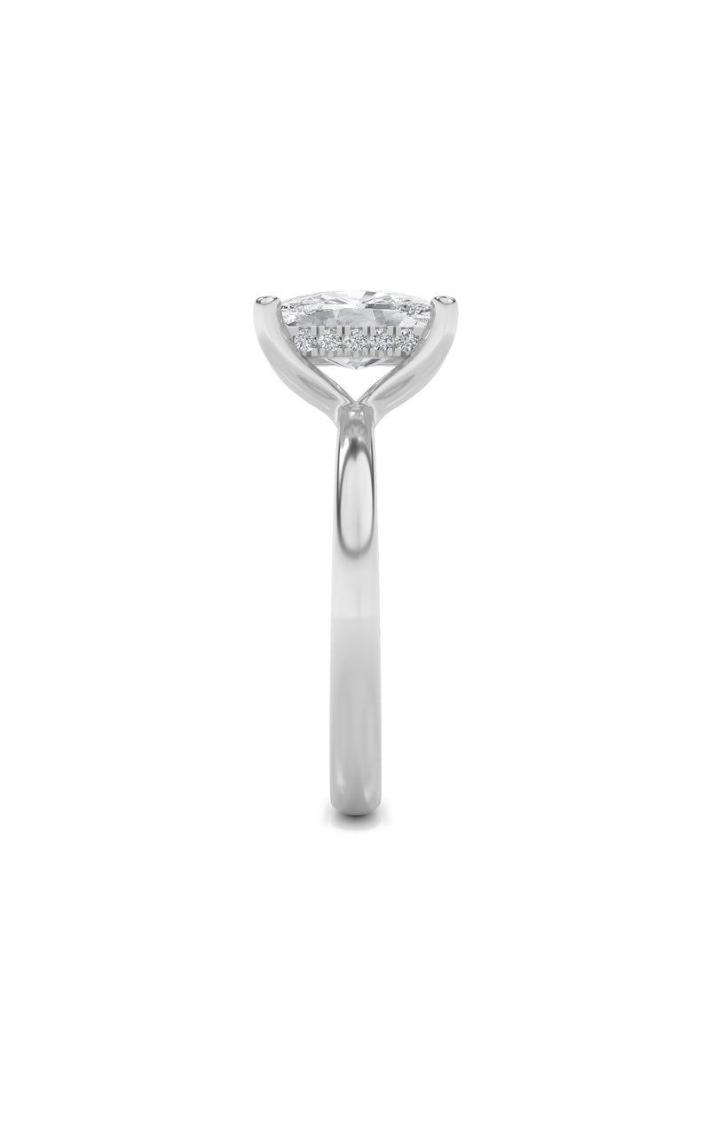 2.5Cttw Elongated Cushion Shaped Lab Grown Diamond (G/VS) Hidden Halo Petite Shank Ring in 14K Gold