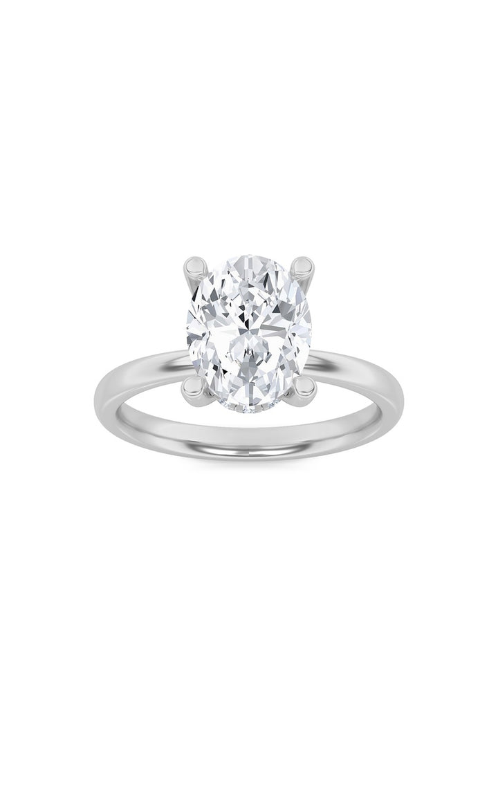 2Cttw Oval Shaped Lab Grown Diamond (F/VS) HiddenHalo Petite Shank Ring in 14K Gold