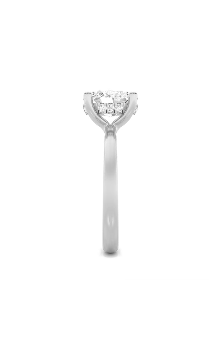 2Cttw Oval Shaped Lab Grown Diamond (F/VS) Hidden Halo Petite Shank Ring in 14K Gold