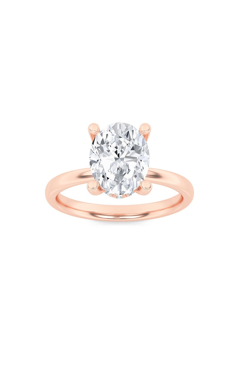 2Cttw Oval Shaped Lab Grown Diamond (F/VS) Hidden Halo Petite Shank Ring in 14K Gold