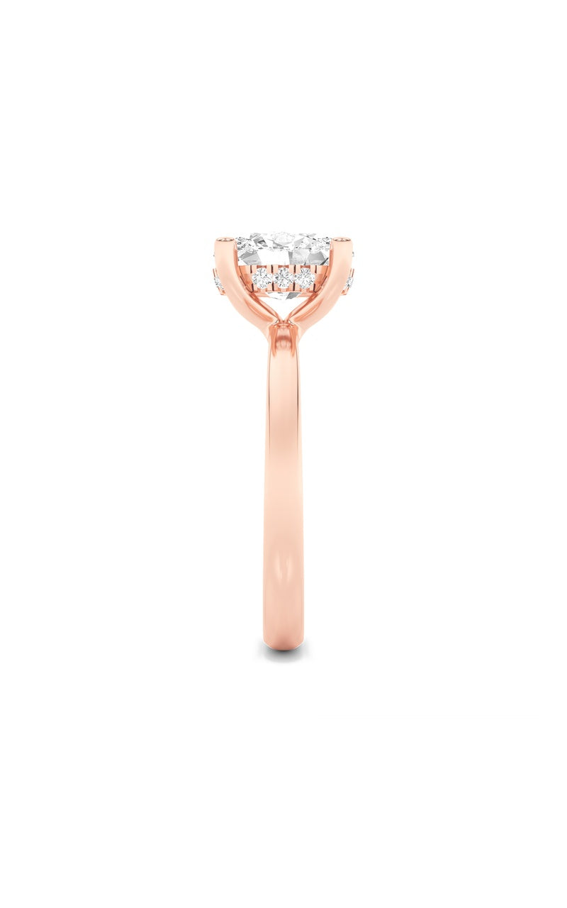 2Cttw Oval Shaped Lab Grown Diamond (F/VS) Hidden Halo Petite Shank Ring in 14K Gold