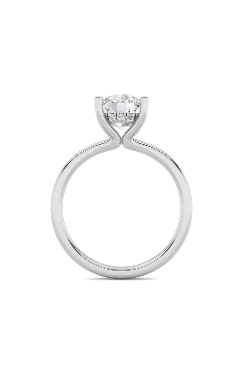 2Cttw Round Shaped Lab Grown Diamond (F/VS) Hidden Halo Petite Shank Ring in 14K Gold