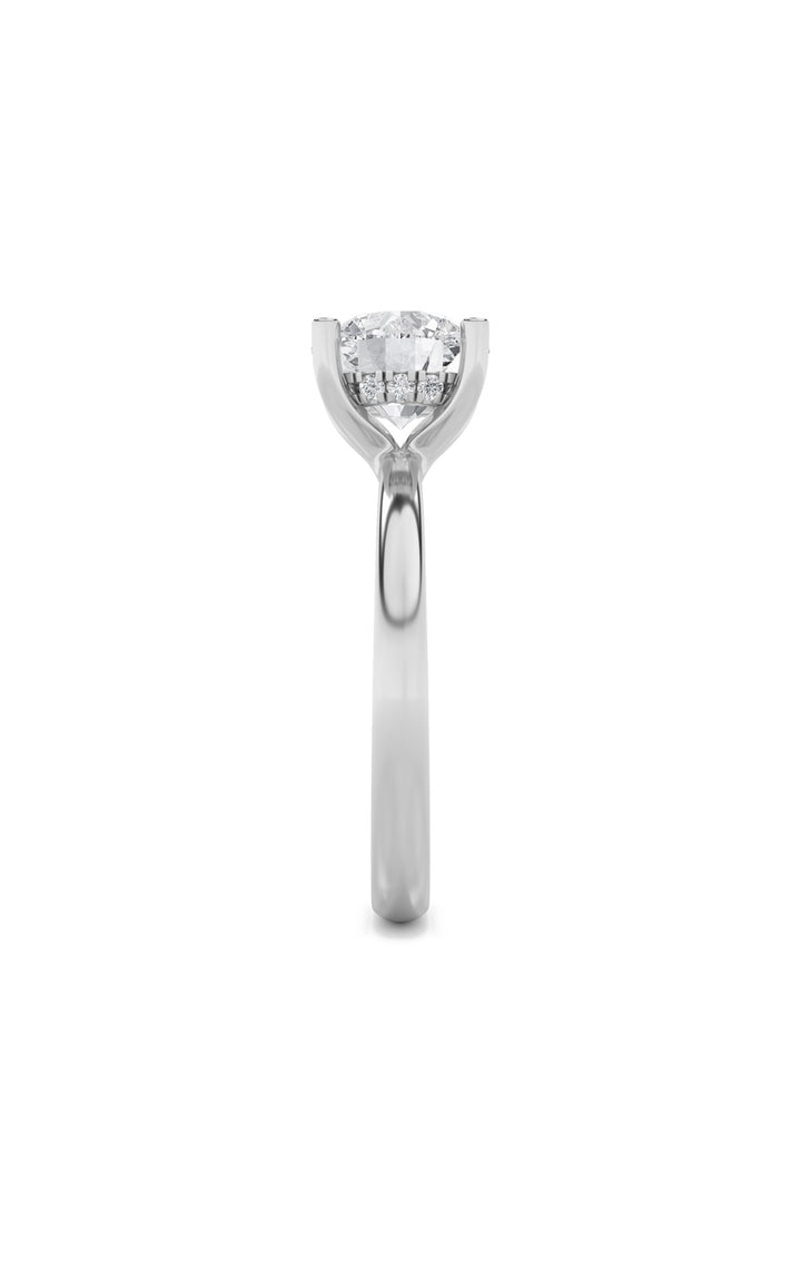 2Cttw Round Shaped Lab Grown Diamond (F/VS) Hidden Halo Petite Shank Ring in 14K Gold