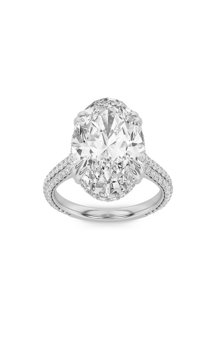 7CTW Oval Shaped Lab Grown Diamond (F/VS) Bold Statement Accented Ring in 14K Gold