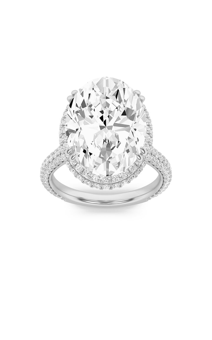7.5CTW Oval Shaped Lab Grown Diamond (F/VS) Bold Statement Accented Ring in 14K Gold