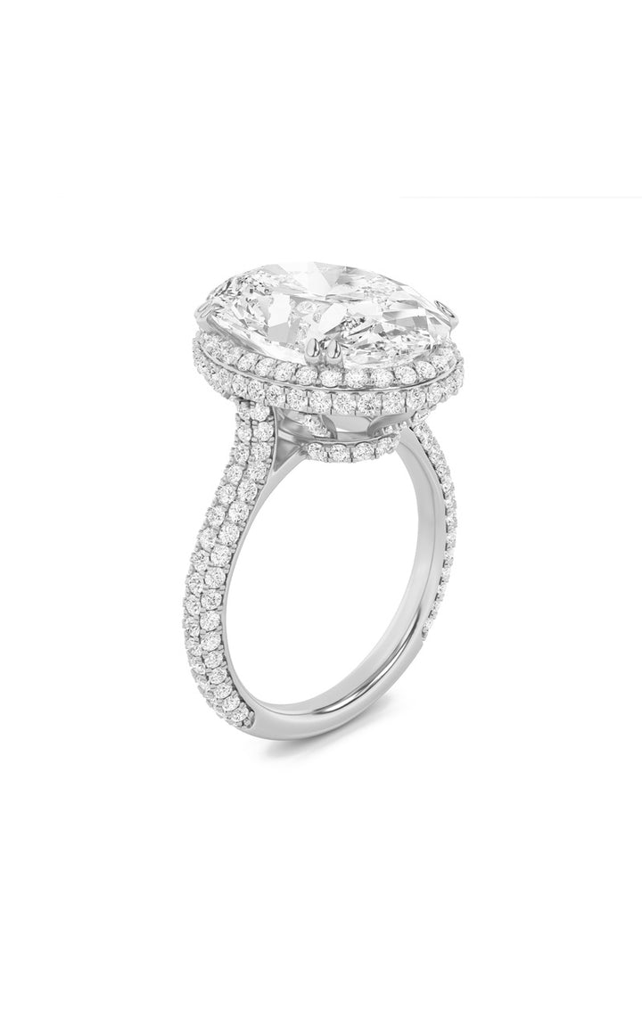 7.5Cttw Oval Shaped Lab Grown Diamond (F/VS) Bold Statement Accented Ring in 14K Gold
