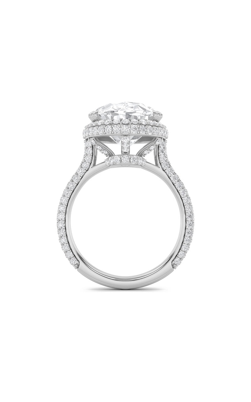 7.5Cttw Oval Shaped Lab Grown Diamond (F/VS) Bold Statement Accented Ring in 14K Gold