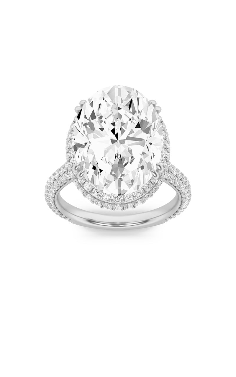 7.5Cttw Oval Shaped Lab Grown Diamond (F/VS) BoldStatement Accented Ring in 14K Gold