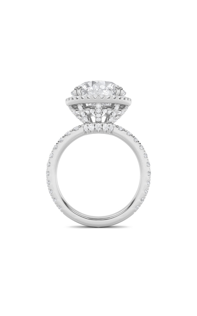 6CTW Round Shaped Lab Grown Diamond (F/VS) Bold Statement Accented Ring in 14K Gold