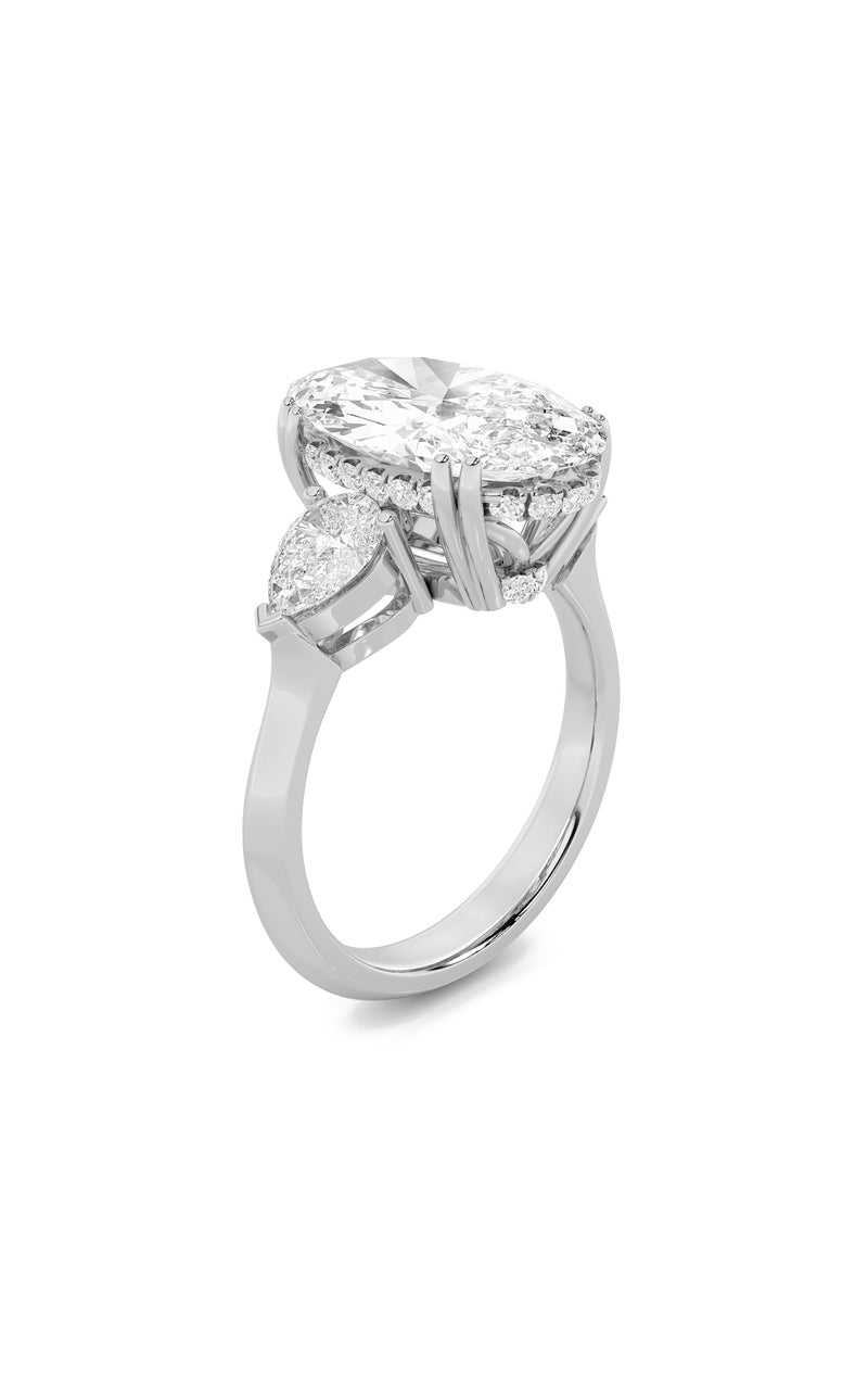 6.5Cttw Oval Shaped Lab Grown Diamond (F/VS) Bold Statement Accented Ring in 14K Gold