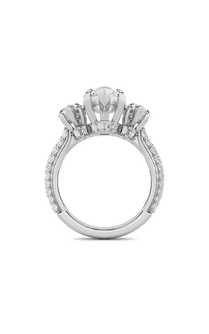 7.75Cttw Marquise Shaped Lab Grown Diamond (F/VS) Bold Statement Accented Ring in 14K Gold