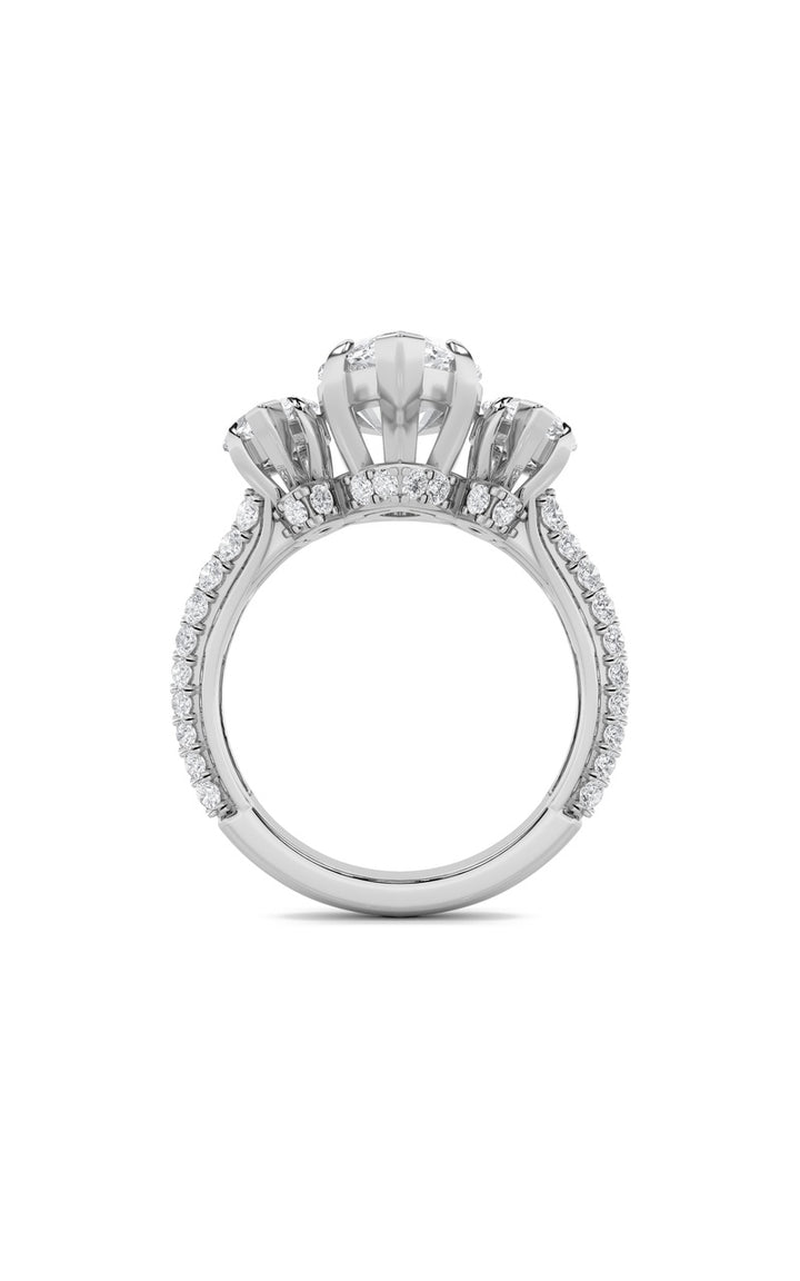 7.75Cttw Marquise Shaped Lab Grown Diamond (F/VS) Bold Statement Accented Ring in 14K Gold