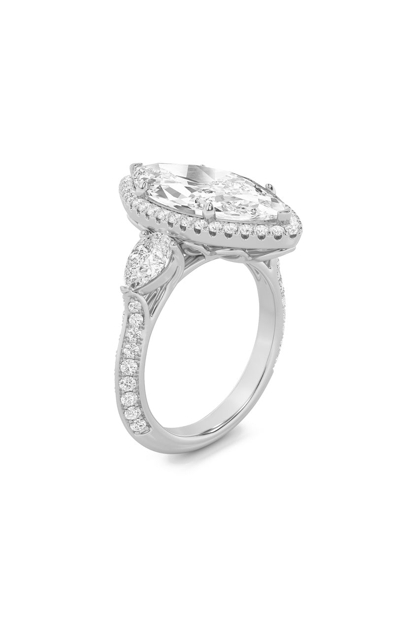 6.5CTW Marquise Shaped Lab Grown Diamond (G/VS) Bold Statement Accented Ring in 14K Gold