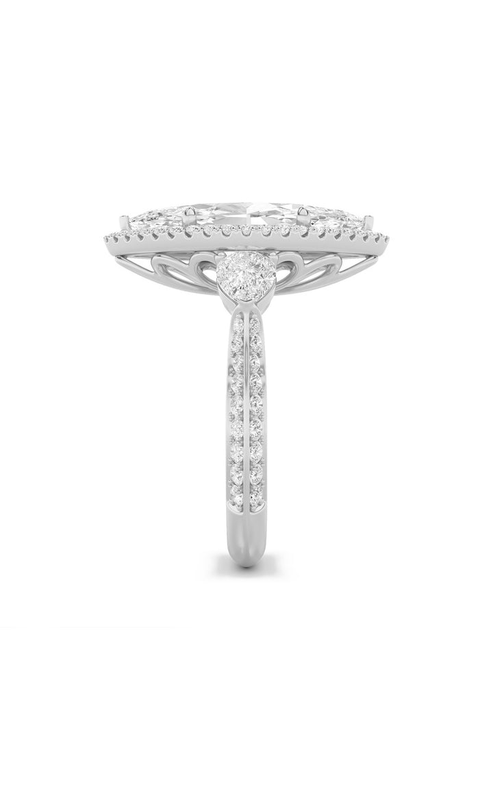 6.5CTW Marquise Shaped Lab Grown Diamond (G/VS) Bold Statement Accented Ring in 14K Gold