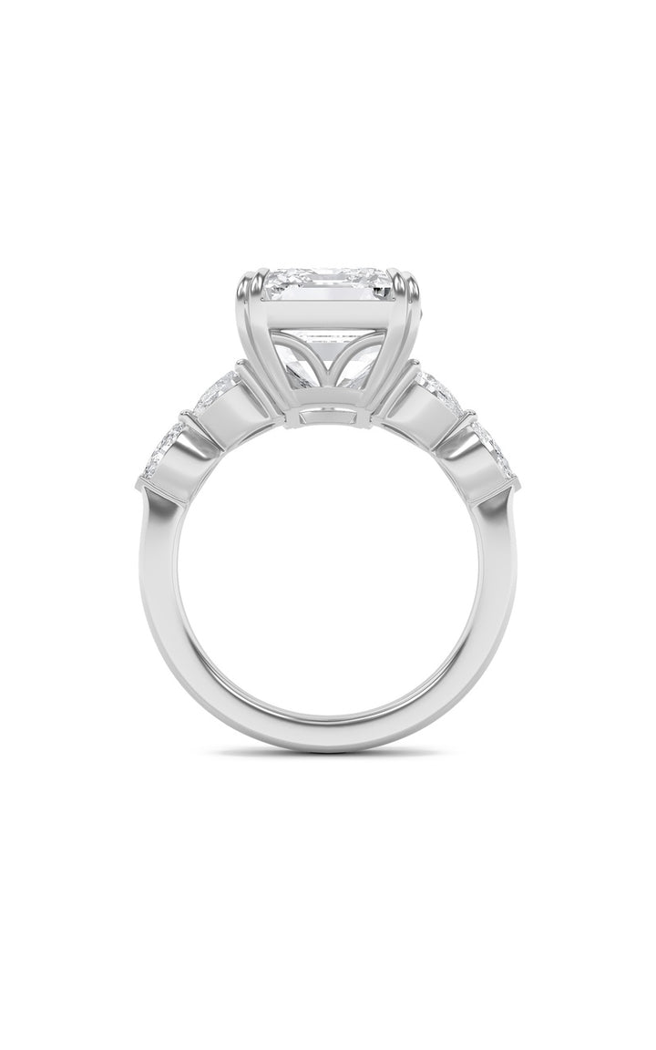 8.5Cttw Emerald Shaped Lab Grown Diamond (F/VS) Bold Statement Accented Ring in 14K Gold