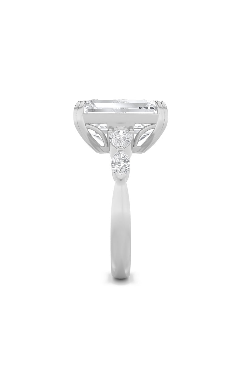 8.5Cttw Emerald Shaped Lab Grown Diamond (F/VS) Bold Statement Accented Ring in 14K Gold