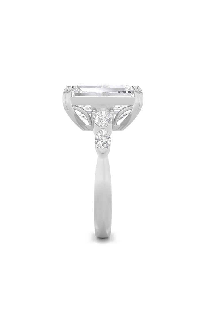8.5Cttw Emerald Shaped Lab Grown Diamond (F/VS) Bold Statement Accented Ring in 14K Gold