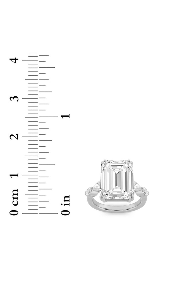 8.5Cttw Emerald Shaped Lab Grown Diamond (F/VS) Bold Statement Accented Ring in 14K Gold