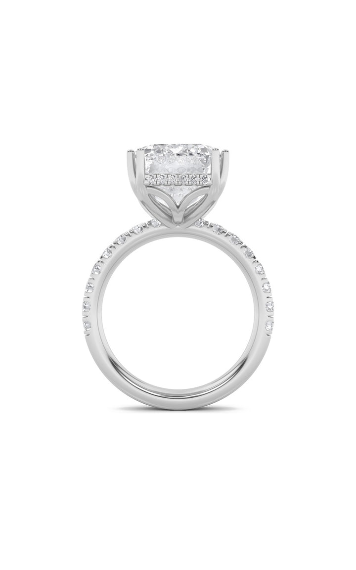 10.25CTW Emerald Shaped Lab Grown Diamond (G/VS) Bold Statement Accented Ring in 14K Gold