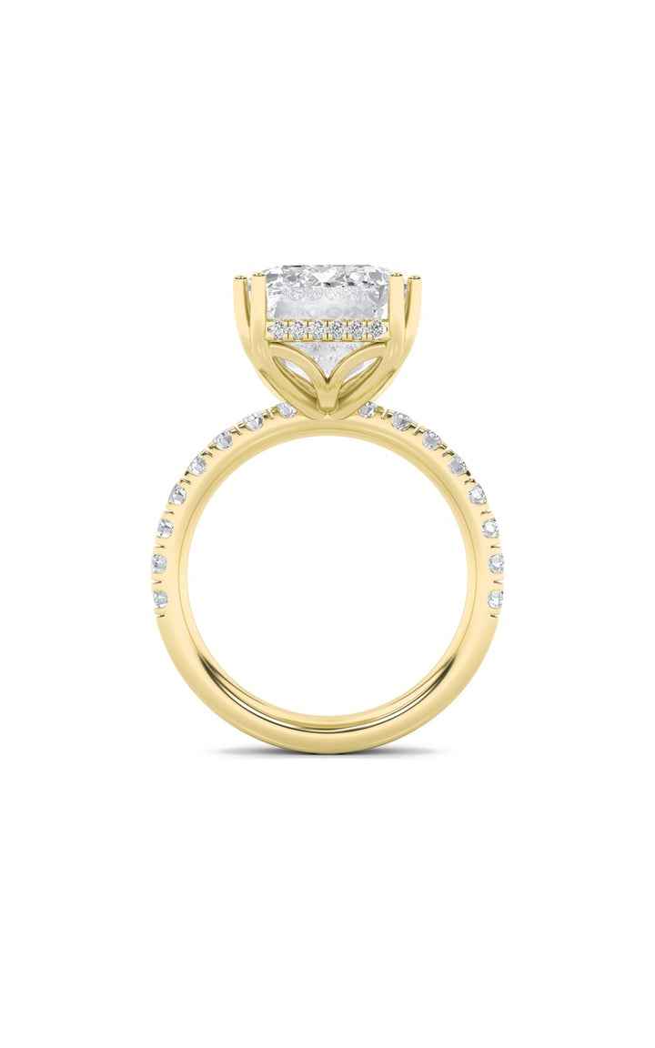 10.25Cttw Emerald Shaped Lab Grown Diamond (G/VS) Bold Statement Accented Ring in 14K Gold