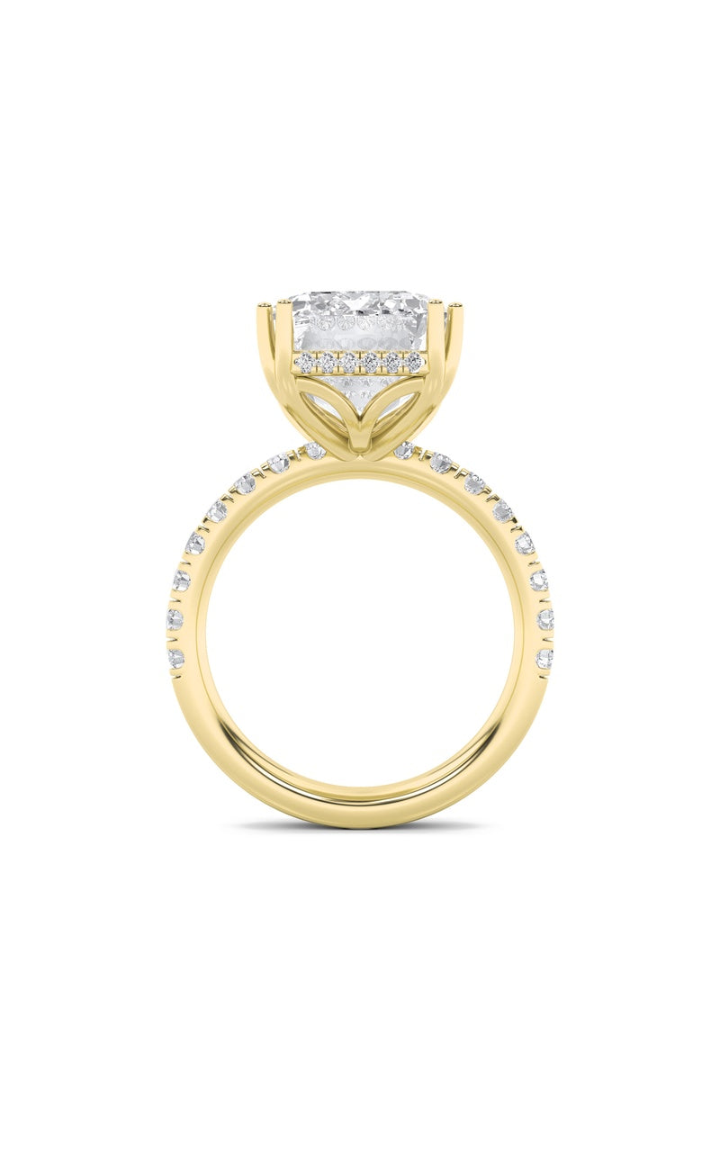 10.25CTW Emerald Shaped Lab Grown Diamond (G/VS) Bold Statement Accented Ring in 14K Gold