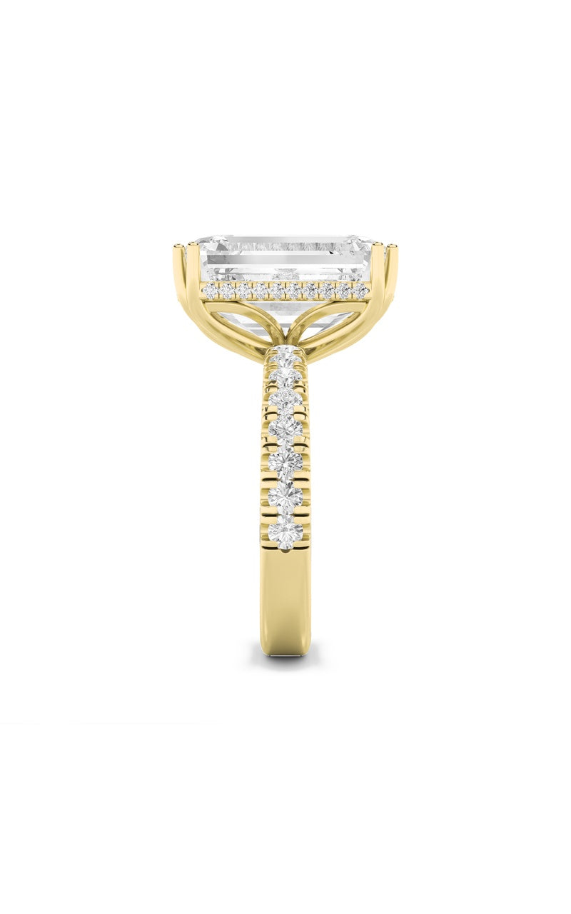 10.25Cttw Emerald Shaped Lab Grown Diamond (G/VS)Bold Statement Accented Ring in 14K Gold