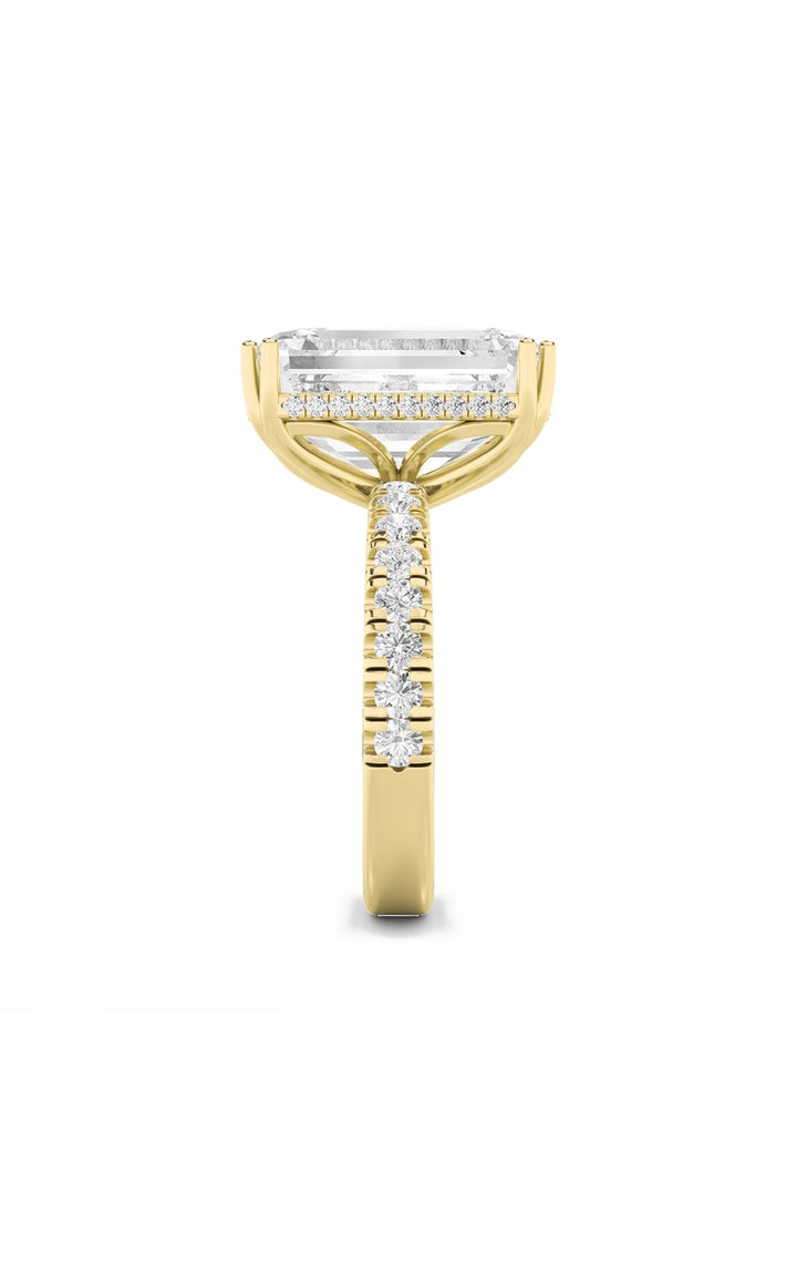 10.25Cttw Emerald Shaped Lab Grown Diamond (G/VS)Bold Statement Accented Ring in 14K Gold